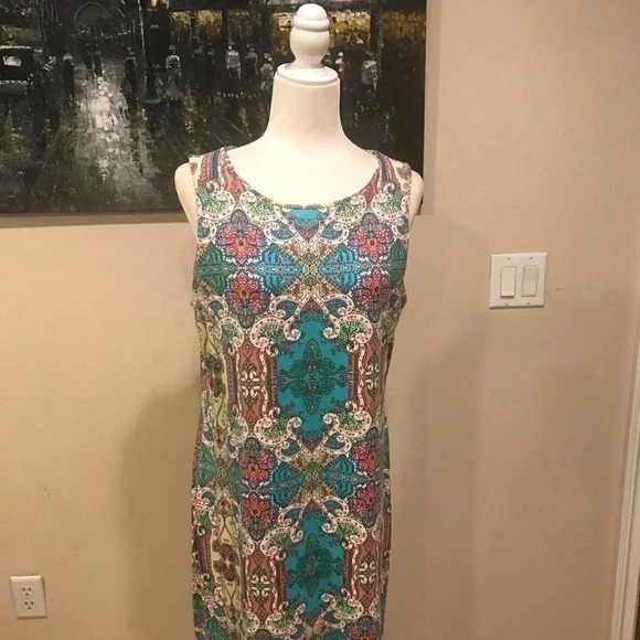 Charter Club Sleeveless Sheath Paisley Dress-Size Large - Picture 1 of 5
